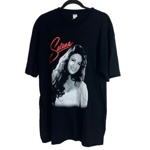 HNH Apparel Black Selena Short Sleeve Graphic T Shirt Tee XL